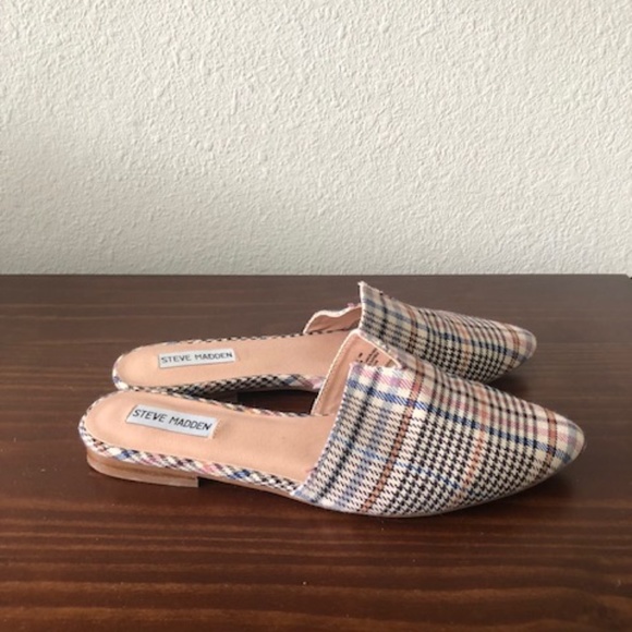 Steve Madden Ally Plaid flat slip on Mules sz 10 medium - Picture 1 of 9